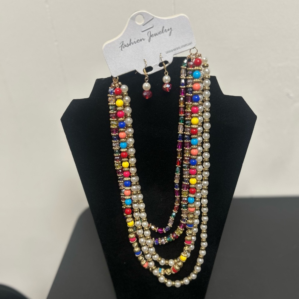 Fashion Jewelry Colorful Beaded Necklace Set